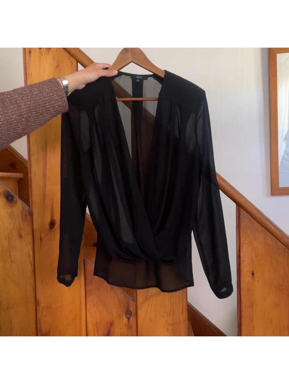 Black sheer long sleeve blouse. very j size small